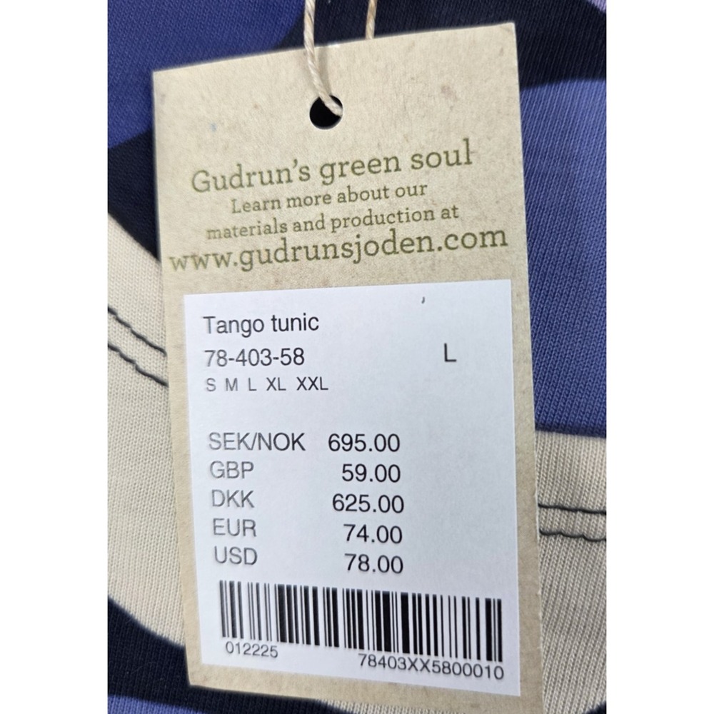 GUDRUN SJODEN L Tango Tunic Dress Purple Blue Polka Dot Organic Cotton Boho NEW - Picture 4 of 9